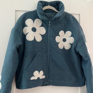 Cozy Quilt Lined Jacket With Daisy Applique